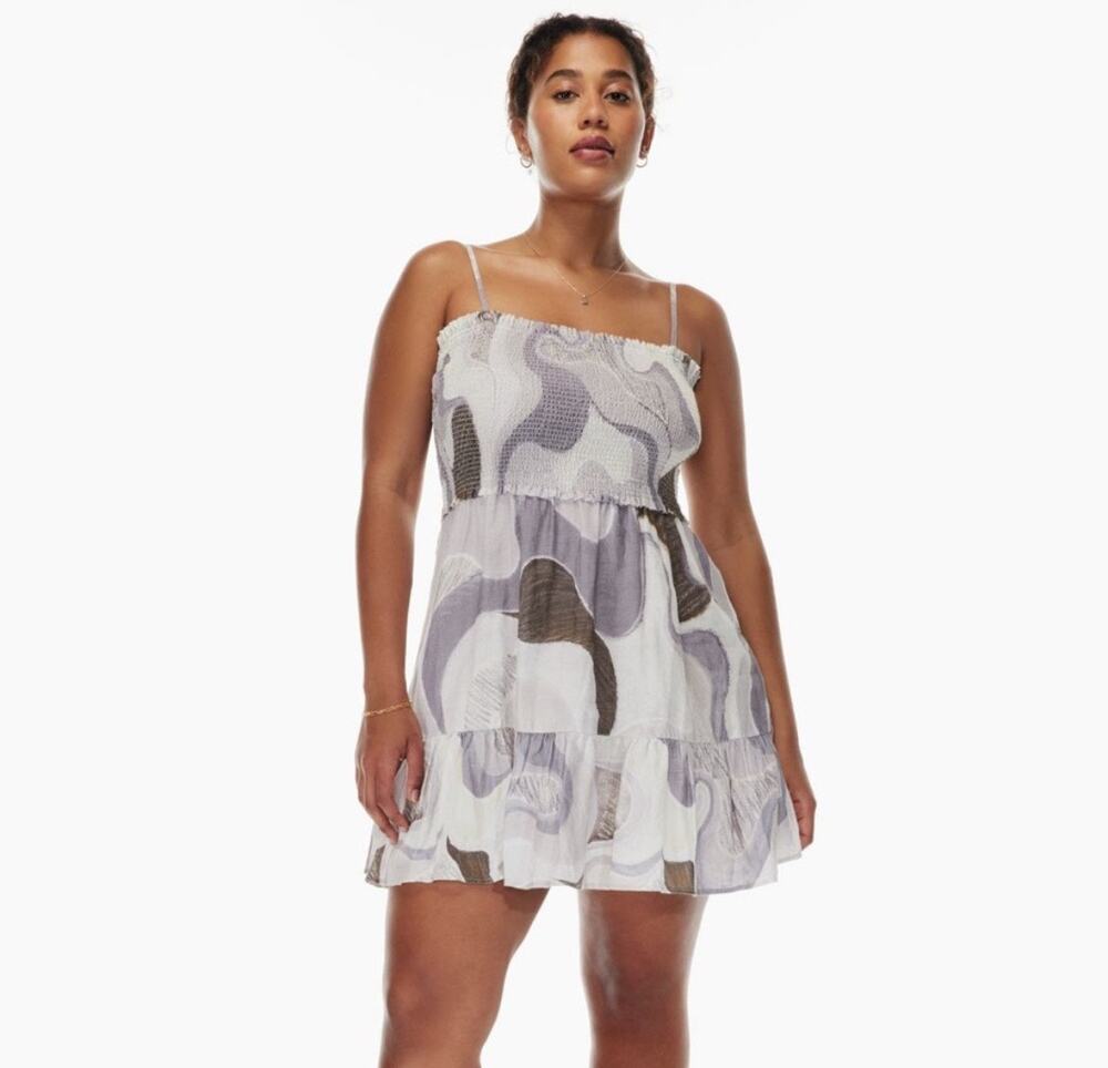 Aritzia Wilfred Tempest Mini Dress Sz S White Purple Tank Great!